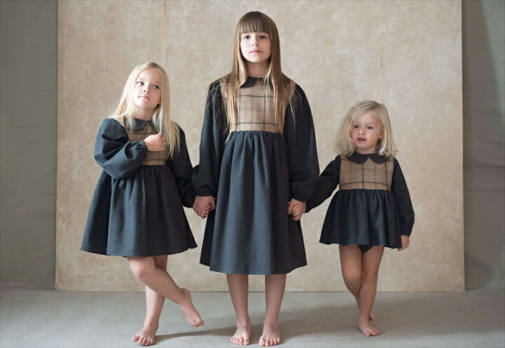 楽天市場】【Popelin】 MOD.31.2 Dark grey two-tone dress with baby 