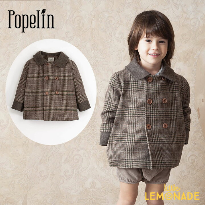 楽天市場】【Popelin】 MOD.42.2 Brown plaid woollen coat with  