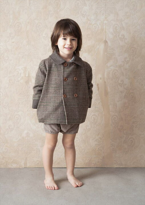 楽天市場】【Popelin】 MOD.42.2 Brown plaid woollen coat with  