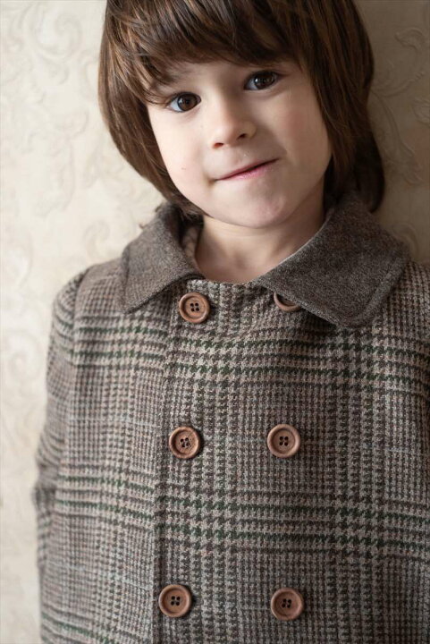 楽天市場】【Popelin】 MOD.42.2 Brown plaid woollen coat with  
