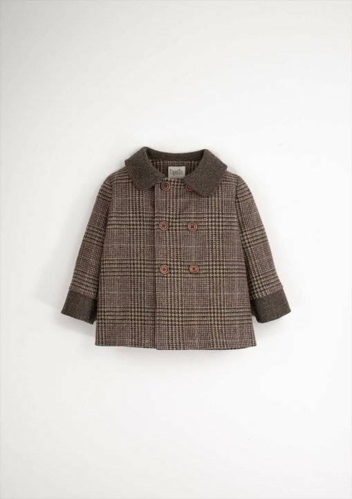 楽天市場】【Popelin】 MOD.42.4 Beige plaid woollen coat with 