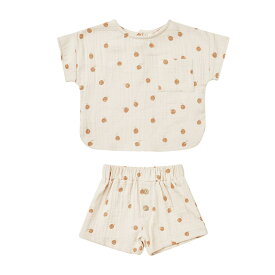 【Quincy Mae】WOVEN BOXY TOP + SHORT SET 【12-18か月/18-24か月/2-3歳/4-5歳】 ORANGES セットアップ オレンジ柄 トップス パンツ コットン ベビー クインシーメイ 女の子 男の子 おしゃれ リトルレモネード ベビー服 アパレル SS24 QM480AKAL YKZ