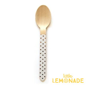 木製スプーン ゴールド ドット 24本入り【SAMBELLINA】誕生日 パーティー テーブルウェア 使い捨て カトラリー アウトドア テーブルウェア ピクニック 食器 Wooden Gold Dot Spoons リトルレモネード 3