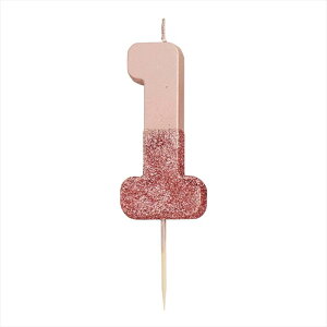 グリッターナンバーキャンドル/ローズゴールド【0から9まで】【TalkingTables】数字ロウソク誕生日ケーキデコレーション飾りお祝い100日祝いハーフバースデーファーストバースデーテーブルナンバーRosegoldGlitterNumberCandleあす楽リトルレモネード