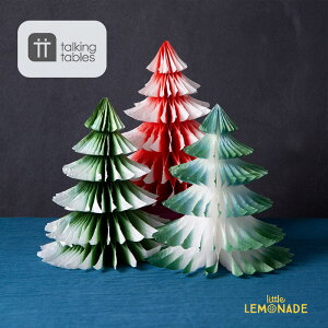 yTalking Tablesz bhO[̃Iu njJNX}Xc[ 25cm 3Zbg Red & Green Ombre Paper Honeycomb Tree Decorations - 3 Pack NX}X fR[V  fBXvC CeA