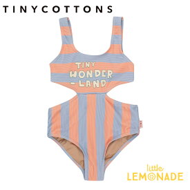 【tinycottons】WONDERLAND SWIMSUIT 【2歳/3歳/4歳】 blue-grey/papaya 水着 ワンピース水着 ノースリーブ タンクトップスイムウェア キッズ おしゃれ ストライプ 女の子 おしゃれ アパレル リトルレモネード タイニーコットンズ ss24 あす楽 SS24-318-N42 YKZ