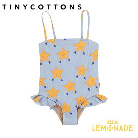 【tinycottons】DANCING STARS SWIMSUIT 【2歳/3歳/4歳】 blue-grey 水着 ワンピース水着 ノースリーブ キャミソール スイムウェア キッズ おしゃれ スター イラスト ユニーク 女の子 おしゃれ アパレル リトルレモネード タイニーコットンズ ss24 あす楽 SS24-323-N20 YKZ