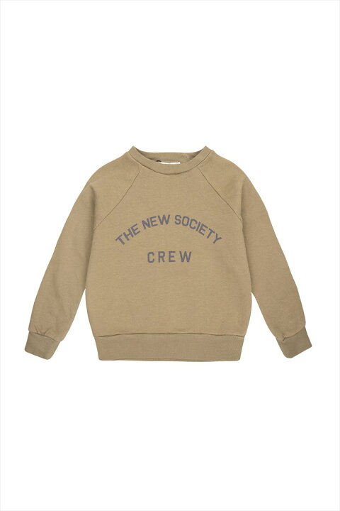 The New Society The New Society Crew Sweater KAKHI 4歳 スエット トレーナー 長袖 子供服 インポート ユニセックス 秋冬 20AW リトルレモネード アパレル SALED リトルレモネード店