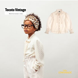 【Tocoto Vintage】 PLUMETI KID BLOUSE / OFF-WHITE 【6歳】 ブラウス リボン ボウタイ ドット 水玉 チュールシアースリーブ 子供服 トコトヴィンテージ kids キッズサイズ W90821 21AW リトルレモネード アパレル SALE