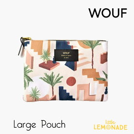 【WOUF】 ラージポーチ Eden Large Pouch 幾何学模様 街並み ピンク クラッチバッグ pouch バッグ 女性向け ギフト 小物入れ 小物ポーチ 100%リサイクル生地 ML220015 あす楽 リトルレモネード