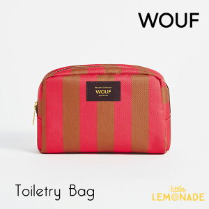 【WOUF】化粧ポーチ Pat Toiletry Bag マチ付きポーチ 21 x 14 x 8.5cm ストライプ レッド 縦ボーダー 総柄 女性向けギフト 筆記用具入れ 小物入れ 筆箱 化粧品 バッグインバッグ 旅行ポーチ 100%リサイ