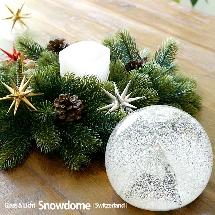 【クリスマス用品】【Glas & Licht】ガラスのスノードーム【帽子のくま】Special Item | りとるまみい［木のおもちゃ雑貨］