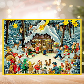 【クリスマス用品】アドベントカレンダー：馬小屋の前の子どもたち☆メール便200円発送可能