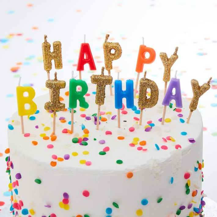 Happy Birthday キャンドル レインボーカラー 誕生日ケーキ デコレーション バースデーケーキ カラフル 誕生日 バースデー パーティー