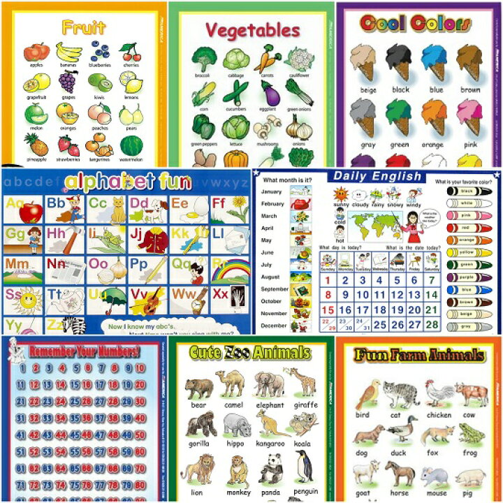 楽天市場 Beginner S Poster Set 8種類の商品 幼児 小学生 中学生にオススメ 英語教材 ポスター初心者セット リトル アメリカ 楽天市場店