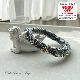 【ビーズを先に入れた細編みで編む】ダイヤリング・バングル～シルバーグレー～/ビーズクロッシェ ビーズを先に入れた細編みキット ビーズアクセサリーキット ビーズ キット ハンドメイド ブレスレット アクセサリー 手作りアクセサリー 手作りキット 大人