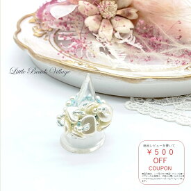 【送料無料！】【初めてのビーズクロッシェに】Little Beads Village/ビーズクロッシェキット ホワイトパールのリング/説明書 ビーズクロッシェ ビーズアクセサリーキット 大人 ビーズキット ループクロッシェ ハンドメイド 初心者 初めて