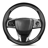 ハンドルカバー CX-3/CX-4//CX-5/CX-8/アテンザ/アクセラ/デミオ/CX30　カーボン調＋牛革製 Sサイズ　ス…