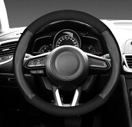 ハンドルカバー CX-3/CX-4//CX-5/CX-8/アテンザ/アクセラ/デミオ 普通車 軽自動車 スエード＋牛革製 Sサ…