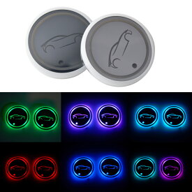 アクア10系用　LED　カーカップホルダーライト 7色に変化する　USB充電マット 防水カップパッド RGB　LEDインテリア雰囲気ランプ 装飾ライト カーアクセサリー 内装パーツ　2個セット