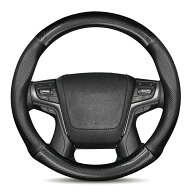 クラウン210系 180系 200系 ハンドルカバー 普通車 軽自動車 カーボン調＋牛革製 Sサイズ　ステアリング…