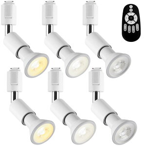 LVWIT ダクトレールライト LEDスポットライト E26口金 LED電球付き 調光調色 消費電力6W(40W形相当) リモコン付き 遠隔操作 ビーム電球 ライティングレール 天井照明 角度調節可能 昼光色 昼白