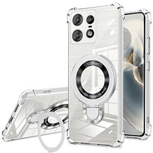 Motorola Moto Edge 50 Pro 5g �P�[�X �N���A MagSafe�Ή� �����O�t�� �X�^���h�@�\ TPU ���g���[�� Edge 50s Pro �J�o�[ ���@�\�X�^���h �����O �}�O�l�b�g���� �c�����Ή� �ČRMIL�K�i �ϏՌ� ���^ ���y�� 