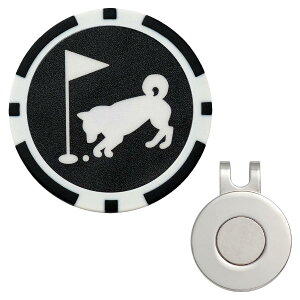 RAVIS ゴルフ マーカー 犬 猫 おもしろ チップマーカー マグネット 台座セット ハットクリップ式 ラウンド用品 参加賞 グランドゴルフ おしゃれ 景品(いたずら犬)