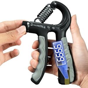TattiOut ハンドグリップ 10-100kg 可変式 電子カウンター 握力 トレーニング ハンドグリッパー 握力グリッパー 100kg 80kg 70kg 60kg 50kg 負荷調整可能 TO24BB020 ブラック(グレーグリップ)