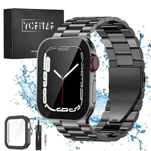 [YOFITAR] for Apple Watch �o���h �y�h���P�[�X�t���z 45mm/44mm/41mm/40mm �X�e�����X�� Apple Watch SE2/6/SE/5/4�Ή� �A�b�v���E�H�b�` �x���g iWatch �o���h Apple Watch�A�N�Z�T���[ �����������t�� �S�ʕی�