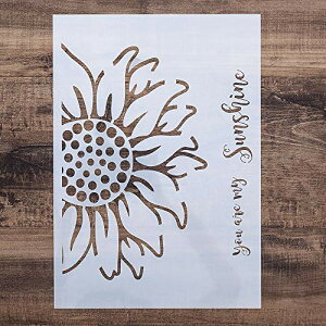 DIYペインティング ドローイングステンシルテンプレート DIYペインティング 家具 木製ウォールアートプロジェクト 再利用可能 (ひまわり A4サイズ)