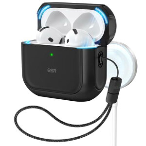 ESR AirPods4 �P�[�X AirPods ��4���� �P�[�X(2024)�iUSB-C�j�Ή� MagSafe�Ή� �X�g���b�v�t�������h�~�J�o�[ Orbit �n�C�u���b�h�P�[�X �u���b�N