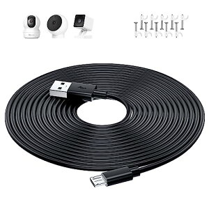 �}�C�N��usb�P�[�u�� 5M micro usb �d���P�[�u�� �h�ƊĎ��J�����̋��d�p USB A - microB �I�X�I�X ATOM Cam 2/YESKAMO/Wyze Cam Pan/Nest Cam/XIAOMI/IMOU/EZVIZ/Blink/Furbo �h�b�O�J����/Arlo