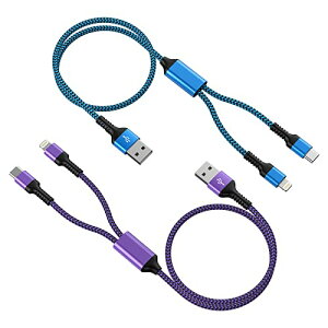 2in1 iPhone �[�d�P�[�u�� �u2�{�g/1.2M�v�^�C�vc USB�P�[�u�� ���C�g�j���O�P�[�u�� 2.4A&3A�}���[�d Haoano �}���`�R�l�N�^�P�[�u�� 2�C��1 �[�d�R�[�h 2�䓯�����d�\ iPhone 17 Pro Max/16/15/14 Pro Max/13//1