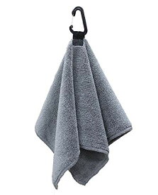 OZ UOMO マイクロファイバー タオル ループ付き カラビナ付き ゴルフ 約40×40cm 単品 (グレー)