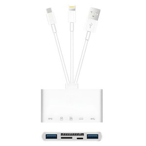 5in3 iPhone SD�J�[�h���[�_�[�yMFi�F�ؐ��i�zLightning/Type C/USB �J�����J�[�h���[�_�[ USB/SD/TF�ϊ��A�_�v�^ �}���[�d �ݒ�s�v OTG�@�\ USB3.0 �o���� �����]�� �n�C���]����/�r�f�I/����/�ʐ^�o�b�N�A