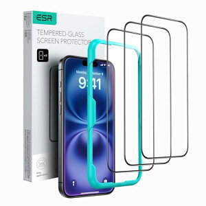 ESR iPhone 16 �K���X�t�B���� iPhone 15 �K���X�t�B���� �y3������+ �K�C�h�g �z�����ߗ� �w��h�~ ��phone16 �ی�t�B���� �����K���X iPhone 16/15 �t�B���� �ȒP���t���c�[���t�� 9H�d�x �Ռ��z�� ��