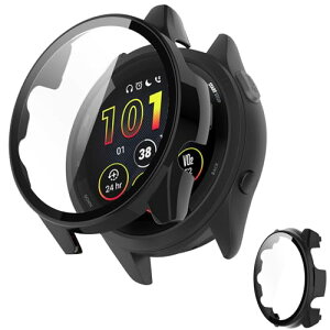 INIAYOH For Garmin Forerunner 165 �J�o�[ �K�[�~�� Forerunner 165 �ی�P�[�X �����K���X�t�B����+���ϏՌ�PC�t���[�� ���˒ጸ �w��h�~ �y�ʃX�����݌v (�u���b�N)