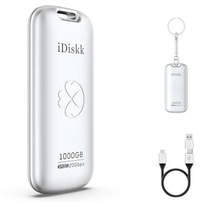 iDiskk �O�t��SSD 1TB USB3.2 Gen2*2 �Ǎ���2000MB/�b (20Gbps) �������y�ʏ��^ �|�[�^�u�� �O��SSD�h���C�u�E�X�g���[�W Type-C/USB-A�̃f�o�C�X/Macbook/Android/PC/�^�u���b�gPC/�m�[�g�p�\�R�� �Ȃ� PS4 / PS5 /