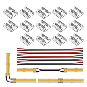 BTF-LIGHTING 2PIN �R�l�N�^�[ FCOB COB 8mm 14�����ȃR�l�N�^�[ 15cm���� 20AWG�����R�[�h�P�[�u�� FCOB FOB LED�e�[�v���C�g�p�̓����ȃ~�h���J�o�[�R�l�N�^�[ ���c�s�v �e�[�v���C�g�܂��̓P�[�u����