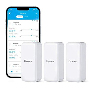 Govee Bluetooth �����x�v ���x�v ���x�v �f�W�^�� ���C�����X �����x �����΍� �A���[�� �ُ�ʒm �C���e���A �R���p�N�g �Z���T�[3�� �� �C���t���G���U�΍� �����x�Ǘ� ���� �n���� ঒��� ��