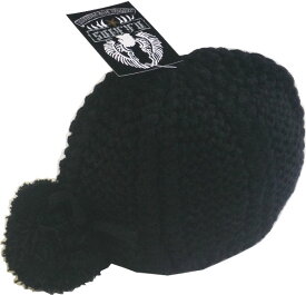 [ SALE ]在庫処分！ニット帽　横ボンボン黒　子供用M (52～56cm)　当店通常価格⇒￥1575