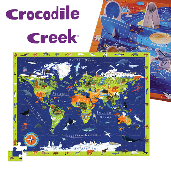 アメリカ Crocodilecreekの大きなパズル パズル 100ピース 大きい 子供 室内 楽しい おもちゃ 知育 玩具 英語 勉強 おしゃれ かっこいい 恐竜 動物 宇宙 プレゼント アメリカ Crocodile Creek クロコダイルクリーク 100piece プレイパズル Creditconseilpro Fr