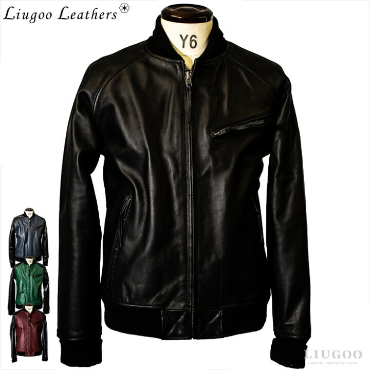 楽天市場】Liugoo Leathers 本革 レザ-バイカースタジャン メンズ 