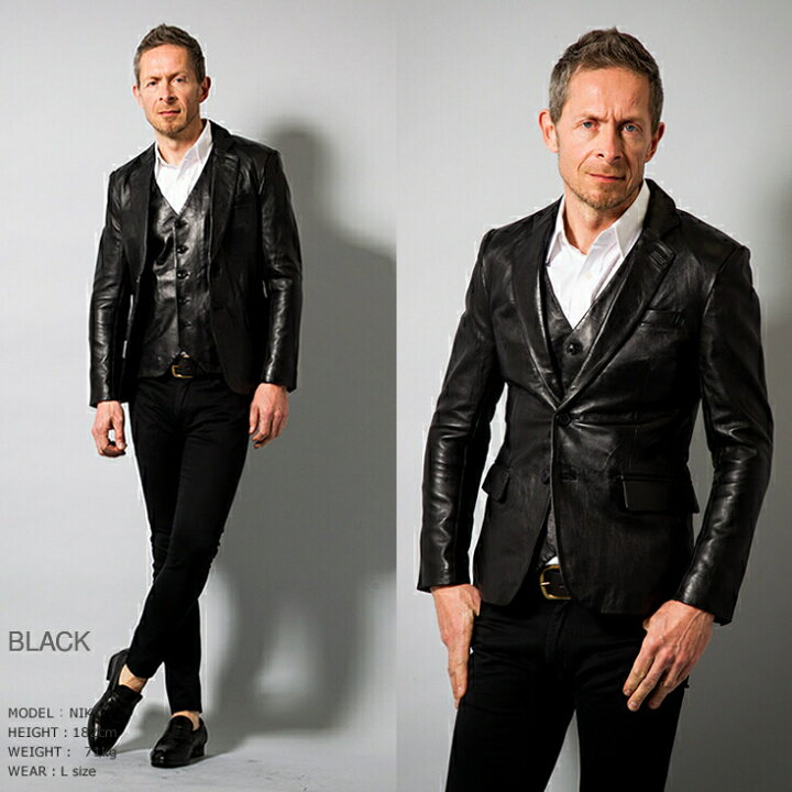 楽天市場】LIUGOO 本革 スリムフィットレザーテーラードジャケット  