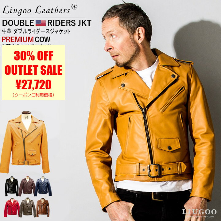 楽天市場】Liugoo Leathers 本革 ダブルライダースジャケット メンズ 