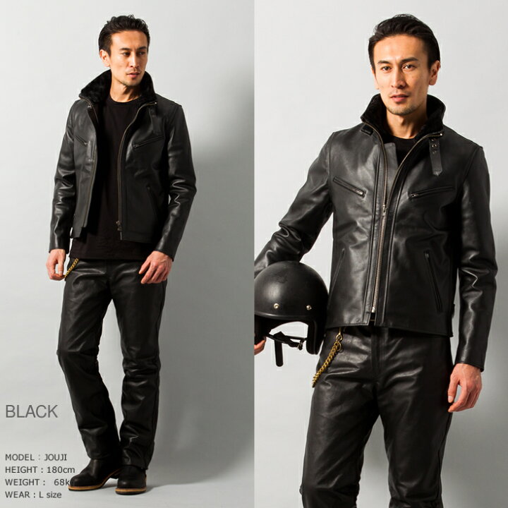 楽天市場】Liugoo Leathers 本革 襟ボアハイネックシングルライダース  