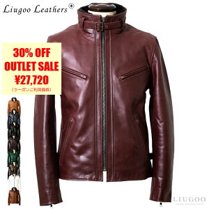 Liugoo Leathers 本革 襟ボアハイネックシングルライダースジャケット メンズ リューグーレザーズ WNG01A シングルライダース ライダースジャケット レザージャケット 革ジャン 皮ジャン ダブル