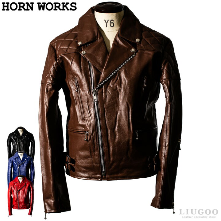 楽天市場】Horn Works 本革 UKパッドダブルライダースジャケット 