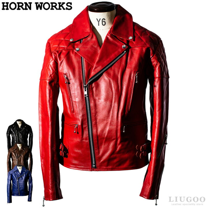 楽天市場】Horn Works 本革 UKパッドダブルライダースジャケット  